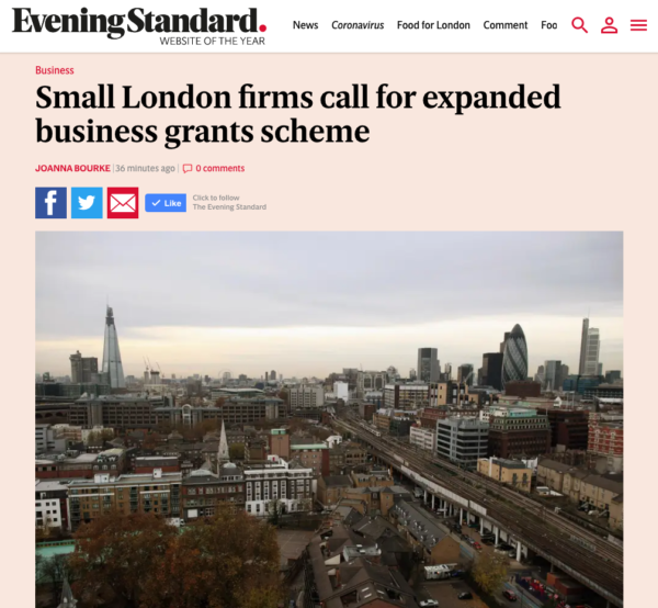 Evening Standard Small London Firms Call For Expanded Business Grants